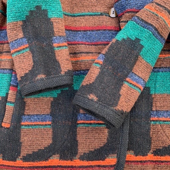 WOOLRICH Vintage Wool Aztec Western Boots Button Down Winter Coat Jacket Large - Picture 9 of 13